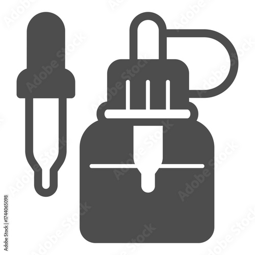 Jar with pipette solid icon, vaping concept. Vector graphics. Liquid filler sign on white background, glyph style icon for mobile or web design.