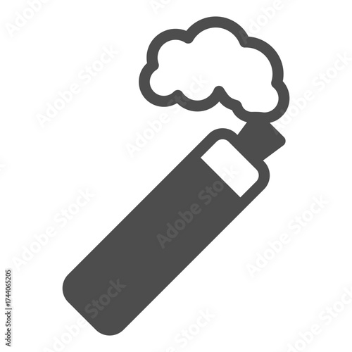 Vape device with steam solid icon, vaping concept. Vector graphics. Vaping sign on white background, glyph style icon for mobile or web design.