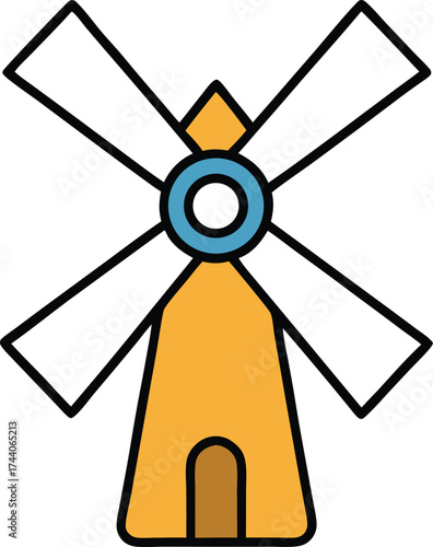 Modern windmill blades generating clean renewable energy vector illustration for sustainable power design transparent background