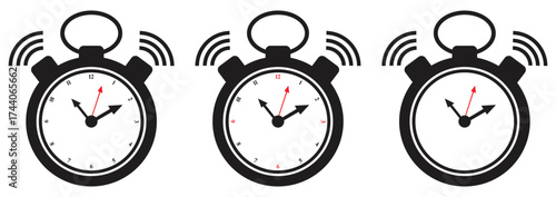 Set of ringing stopwatch icons illustration.