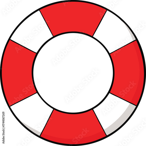 Red and white lifebuoy ring vector illustration for safety and rescue operations transparent background