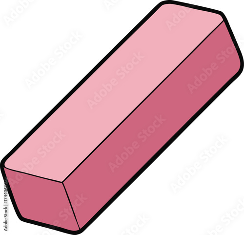 Pink rectangular eraser tool vector graphic isolated for design projects and office supplies transparent background