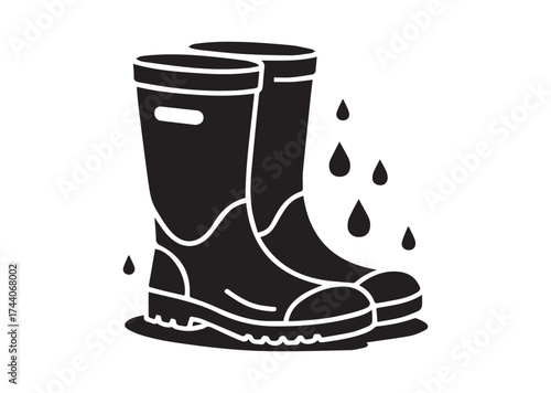 Rubber boots icon, Rubber boots solid vector design