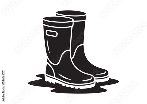 Rubber boots icon, Rubber boots solid vector design