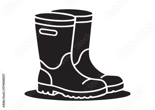 Rubber boots icon, Rubber boots solid vector design