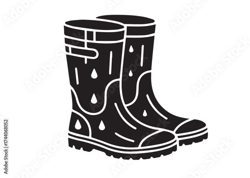 Rubber boots icon, Rubber boots solid vector design
