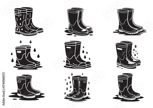 Rubber boots icon, Rubber boots solid vector design