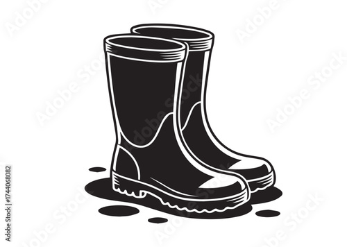 Rubber boots icon, Rubber boots solid vector design
