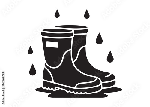 Rubber boots icon, Rubber boots solid vector design