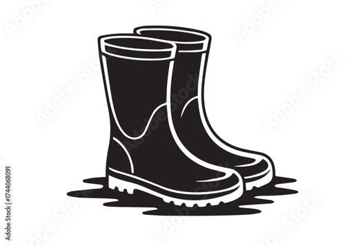 Rubber boots icon, Rubber boots solid vector design