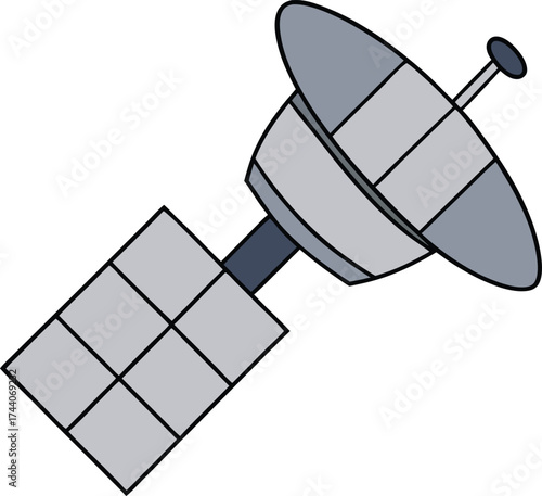 3d silver satellite orbiting design vector illustration scalable eps icon transparent background