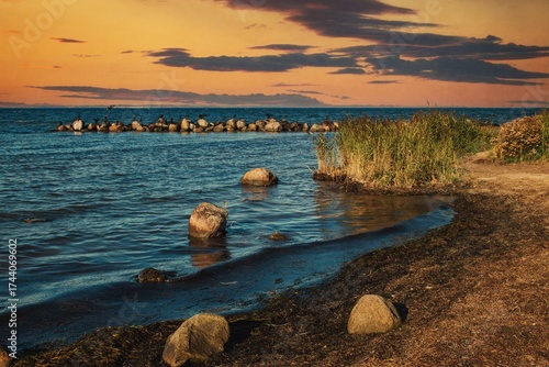 Fototapeta Naklejka Na Ścianę i Meble -  
fantastic sunsets over the Baltic Sea on the beaches and cliffs of the island of Poel