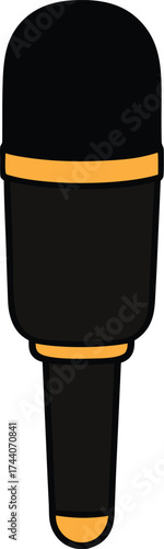 Modern black studio microphone with gold accent vector illustration for audio recording transparent background