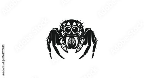 Black and white jumping spider logo insect arachnid