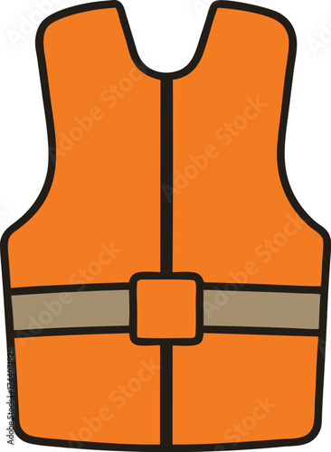 Orange life vest icon vector illustration safety equipment for water sports and workwear transparent background