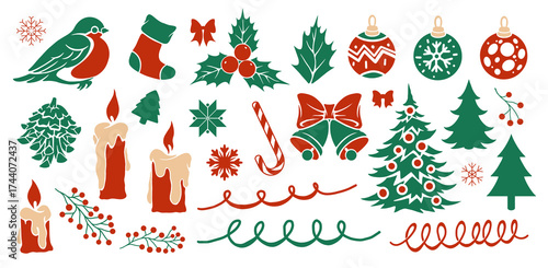 Festive Christmas decorations and symbols
