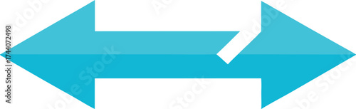Abstract geometric shape with two opposing arrows in teal blue