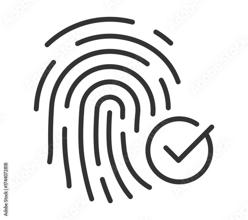 Fingerprint security icon with checkmark symbolizing access confirmation