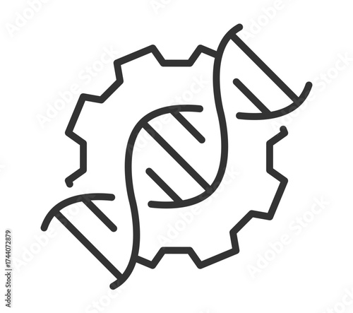 Gear and dna strand symbolizing biotechnology and engineering integration