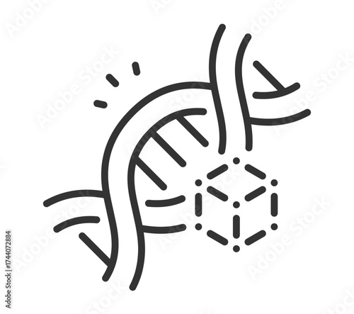 Genetic engineering concept with dna strand and geometric shape icon