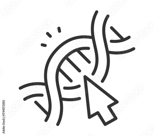 Dna strand with cursor icon representing genetic engineering and biotechnology