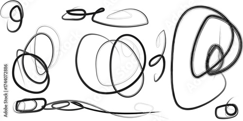 Abstract black lines creating intriguing patterns on a white background