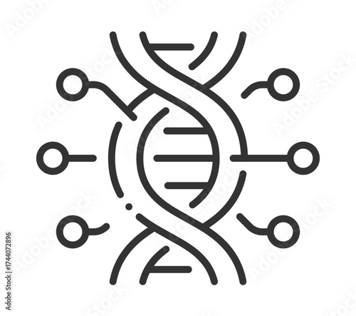 Dna structure and molecular genetics illustration with circuit elements