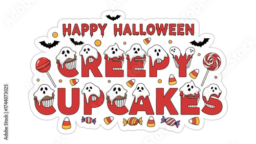 Halloween Treats: A whimsical composition featuring adorable ghost cupcakes. The design is a playful and festive.