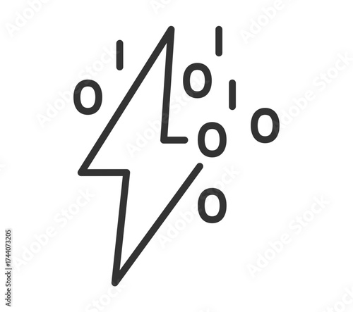 Lightning bolt and binary code icon representing technology and innovation