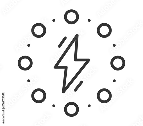 Energy icon with electro bolt symbol inside circular design