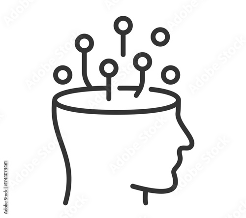 Artificial intelligence concept with human head and neural network connections