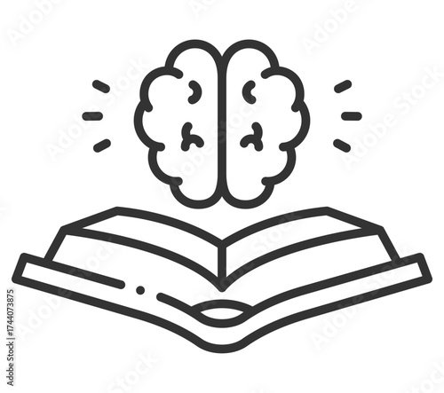 Brain learning concept with open book and neural connections illustration