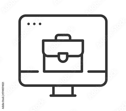 Minimalistic line art of a briefcase displayed on computer screen