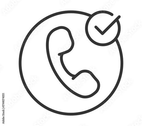 Phone icon with check mark indicating successful call confirmation