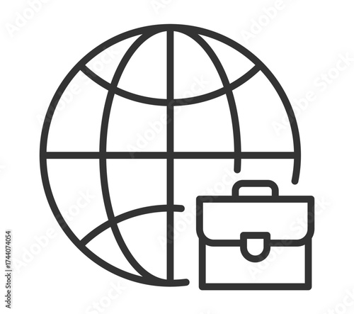Global business networking concept with globe and briefcase icon