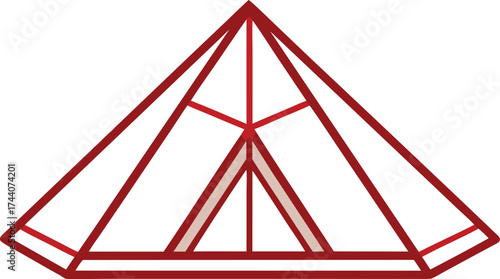 Geometric glass terrarium with red frame in a pyramid shape