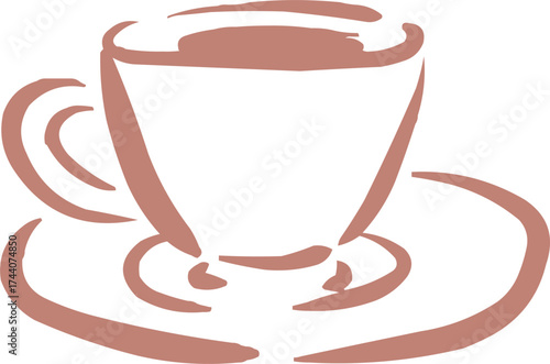 Outlined had drawn illustrations. Coffee logo. Hand drawn ink icon. Cup