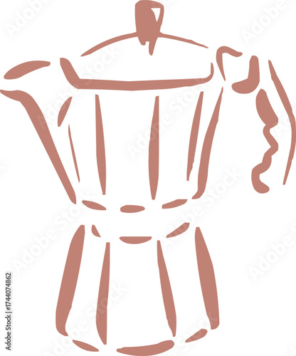 Outlined had drawn illustrations. Coffee logo. Hand drawn ink icon. Italian coffee 