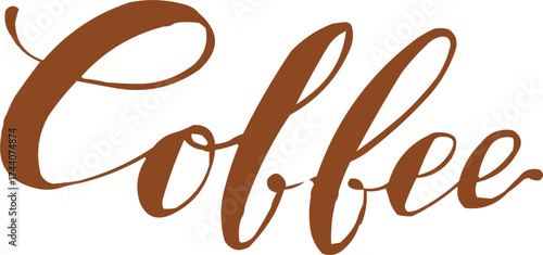Outlined had drawn illustrations. Coffee logo. Hand drawn ink icon. Lettering