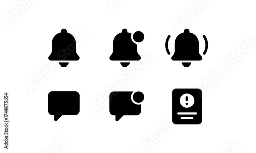 Notification icons: bells, alerts, and messages in flat design