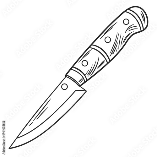 A shiny stainless steel knife isolated on a white background