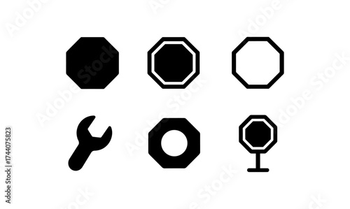 Octagonal shapes and tools design set for creative projects