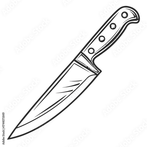 A sharp steel knife isolated on a white background