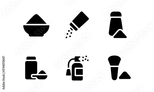 Minimalist spice and seasoning icons set in silhouette style