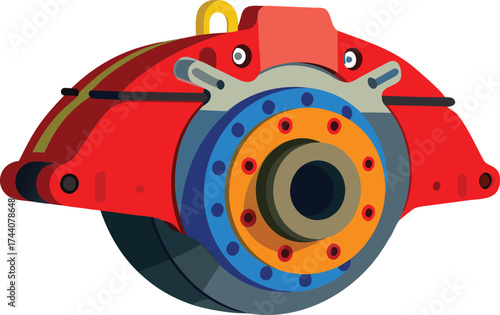 Detailed cutaway illustration of a heavy duty industrial brake system