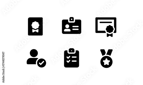 Certification and identification icons in minimalist style