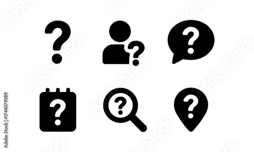 Minimalist set of question mark icons for communication and inquiry themes