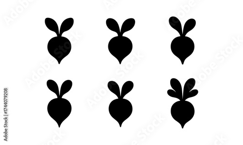 Minimalist silhouette beets collection with varied leaf designs