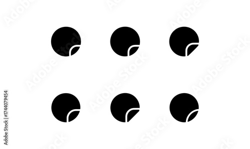 Circle icons with curl effect in minimalist style set