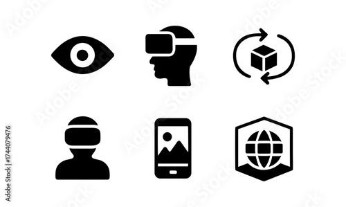Virtual reality and augmented reality icons: visualizing modern technology concepts